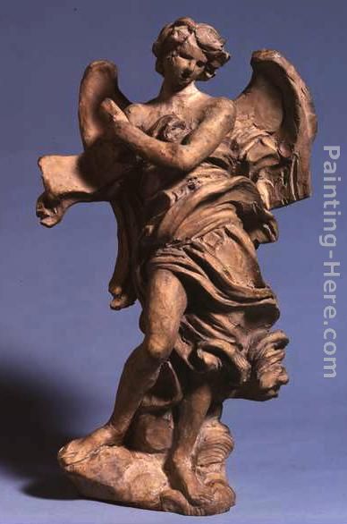 Standing Angel with Scroll painting - Gian Lorenzo Bernini Standing Angel with Scroll art painting